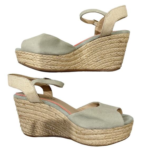 Splendid Women Wedges Ganes Seafoam Green Espadrille Size 7.5 and 3.5” Heel - Picture 2 of 5